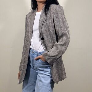 Vintage Olsen black and Tan Snakeskin/animal print Lightweight Blazer Jacket